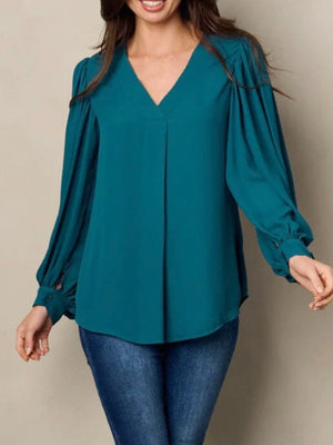 She's Sophisticated Teal Blouse Top