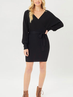 Forever Mine Belted Ribbed Dress