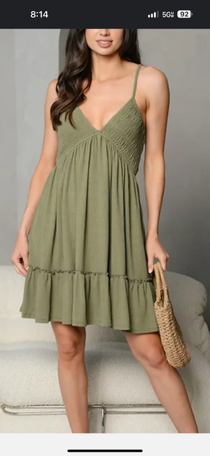 Falling For You Olive Tiered Dress