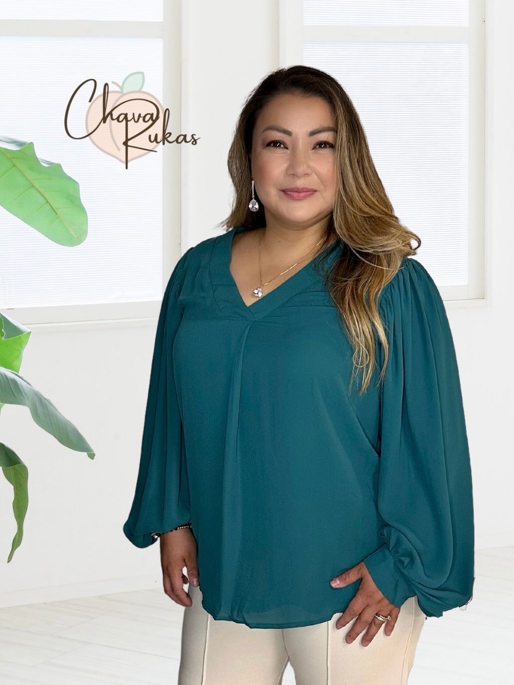 She's Sophisticated Teal Blouse Top