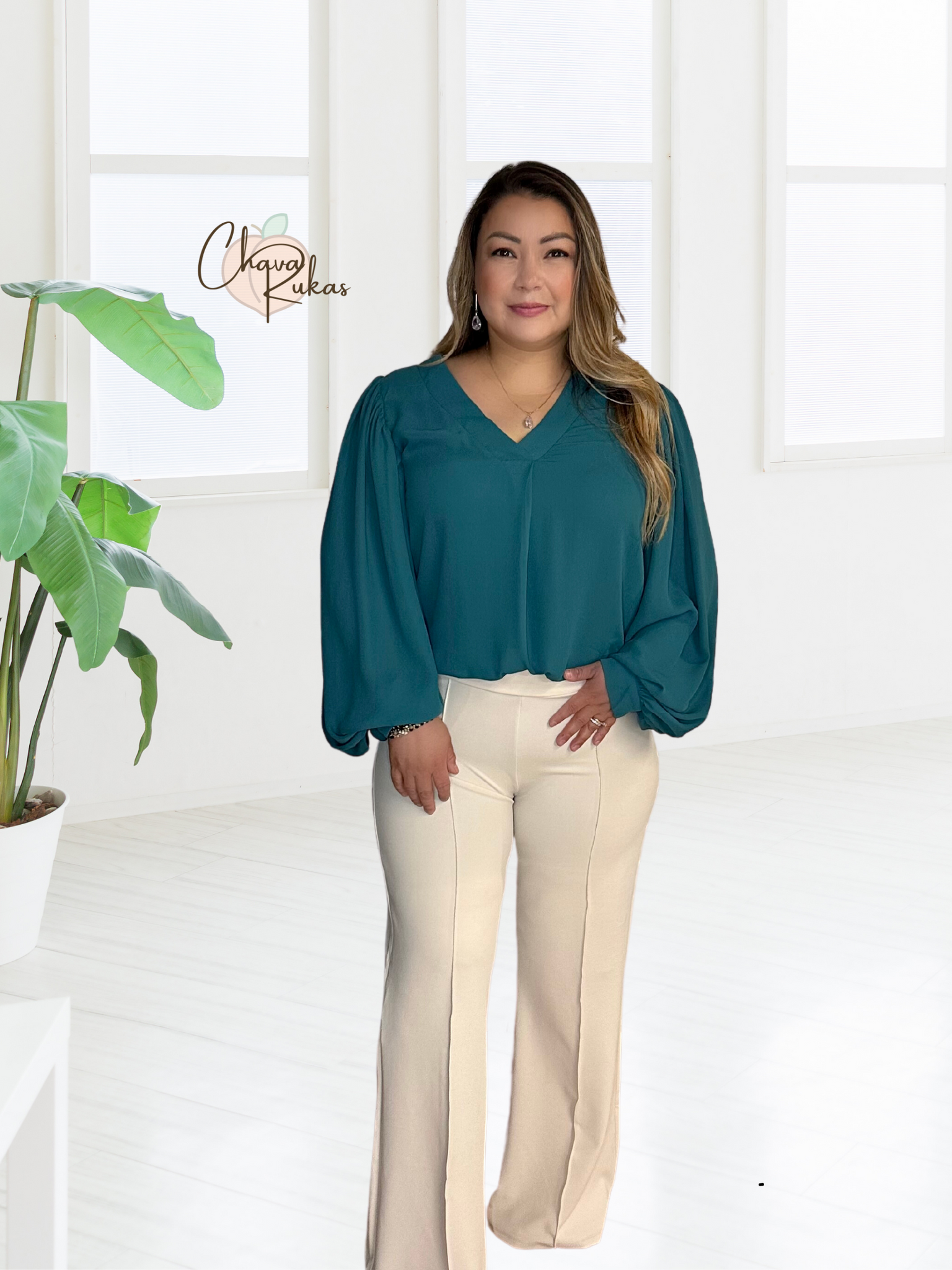 She's Sophisticated Teal Blouse Top