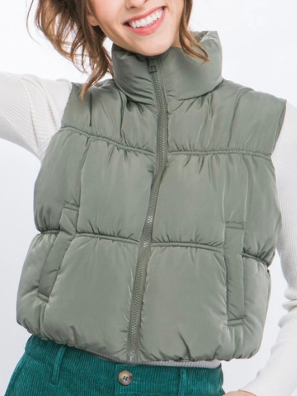 Stylin Zipper Puffer Vest