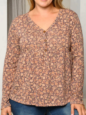 Eleanor Floral Long Sleeve Top-Plus Size