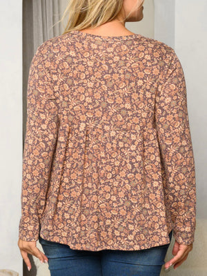 Eleanor Floral Long Sleeve Top-Plus Size