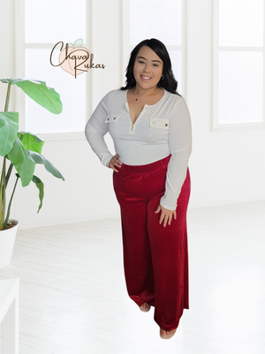 Iconic Velvet Wide Leg Pants -Plus