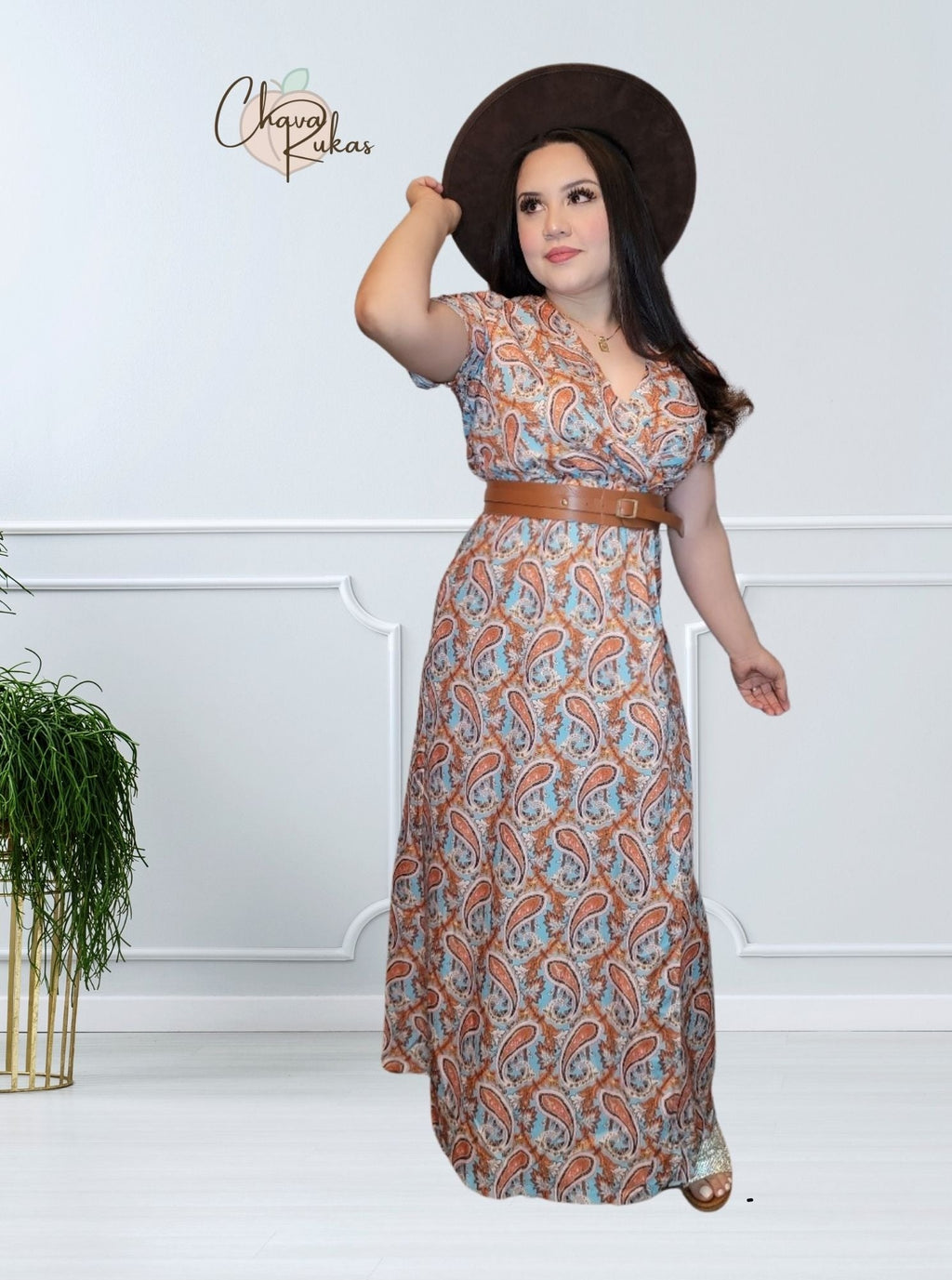 Aurora Belted Paisley Maxi Dress