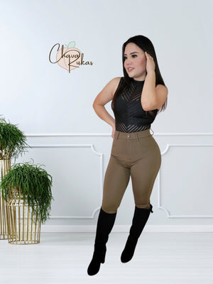 Olivia Belted Skinny Solid Pants