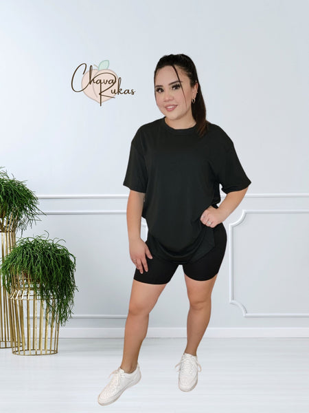 Casual Outing Oversized T-Shirt w/ Biker Short Set