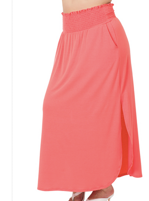 Fatima Ruched Waist Maxi Skirt - Plus