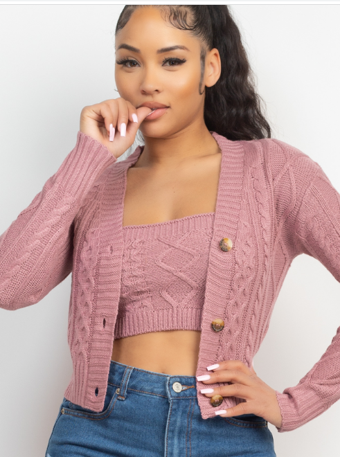 Perfect Pair Tube Top Cardigan Set