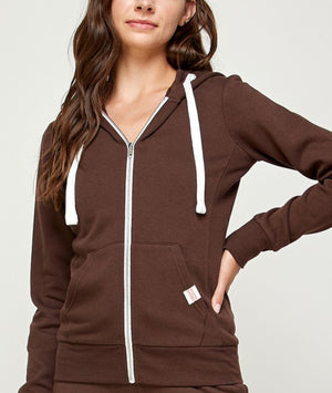 Keeping Warm Classic Solid Zip Up Hoodie