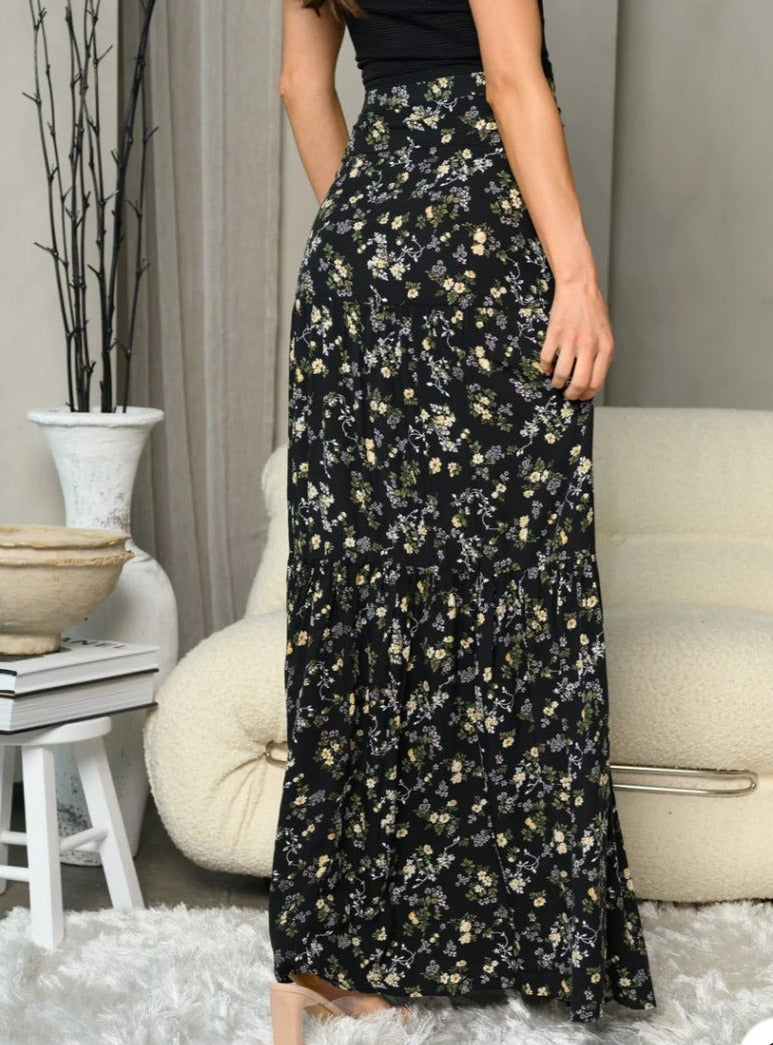 Field Full Of Flowers Tiered Maxi Skirt