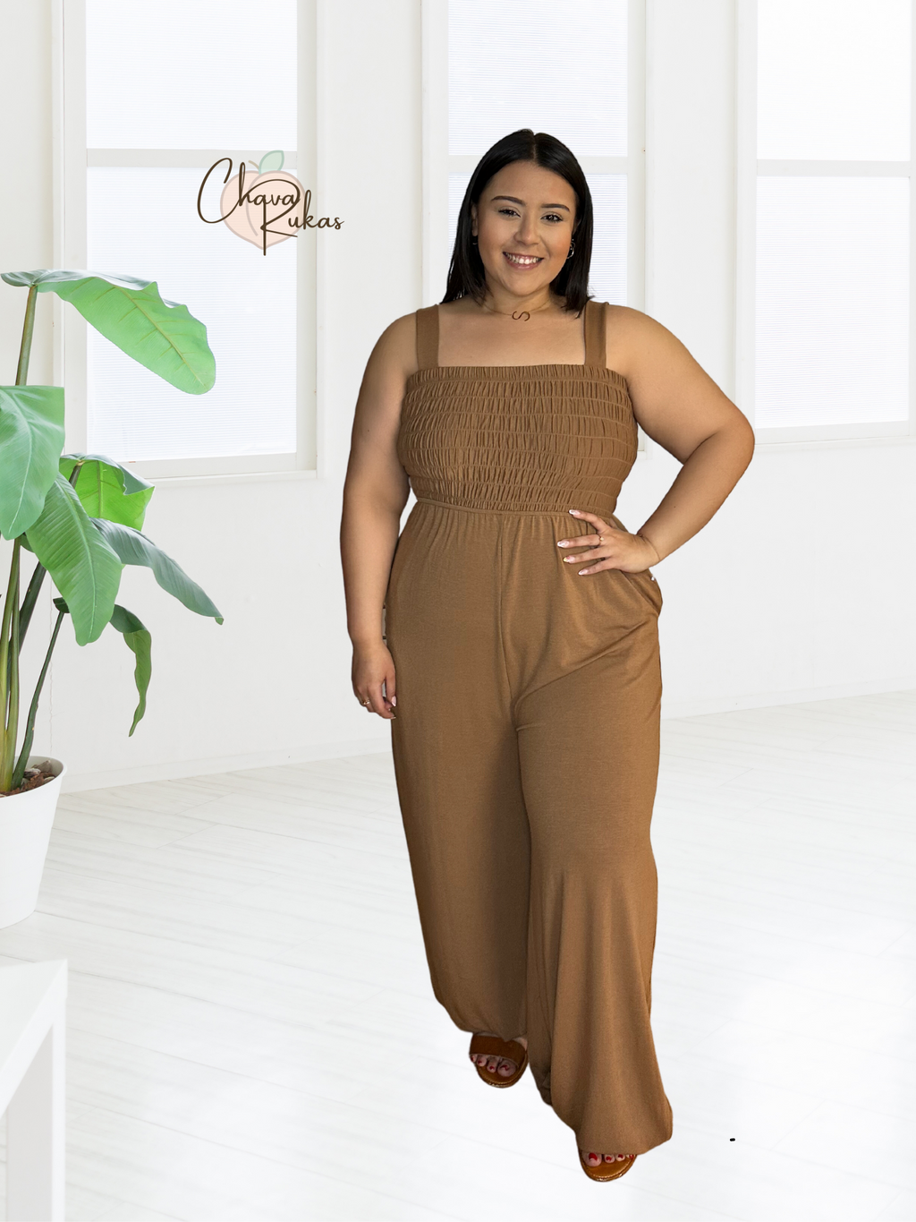 Luciana Smoked Top Jumpsuit-Plus