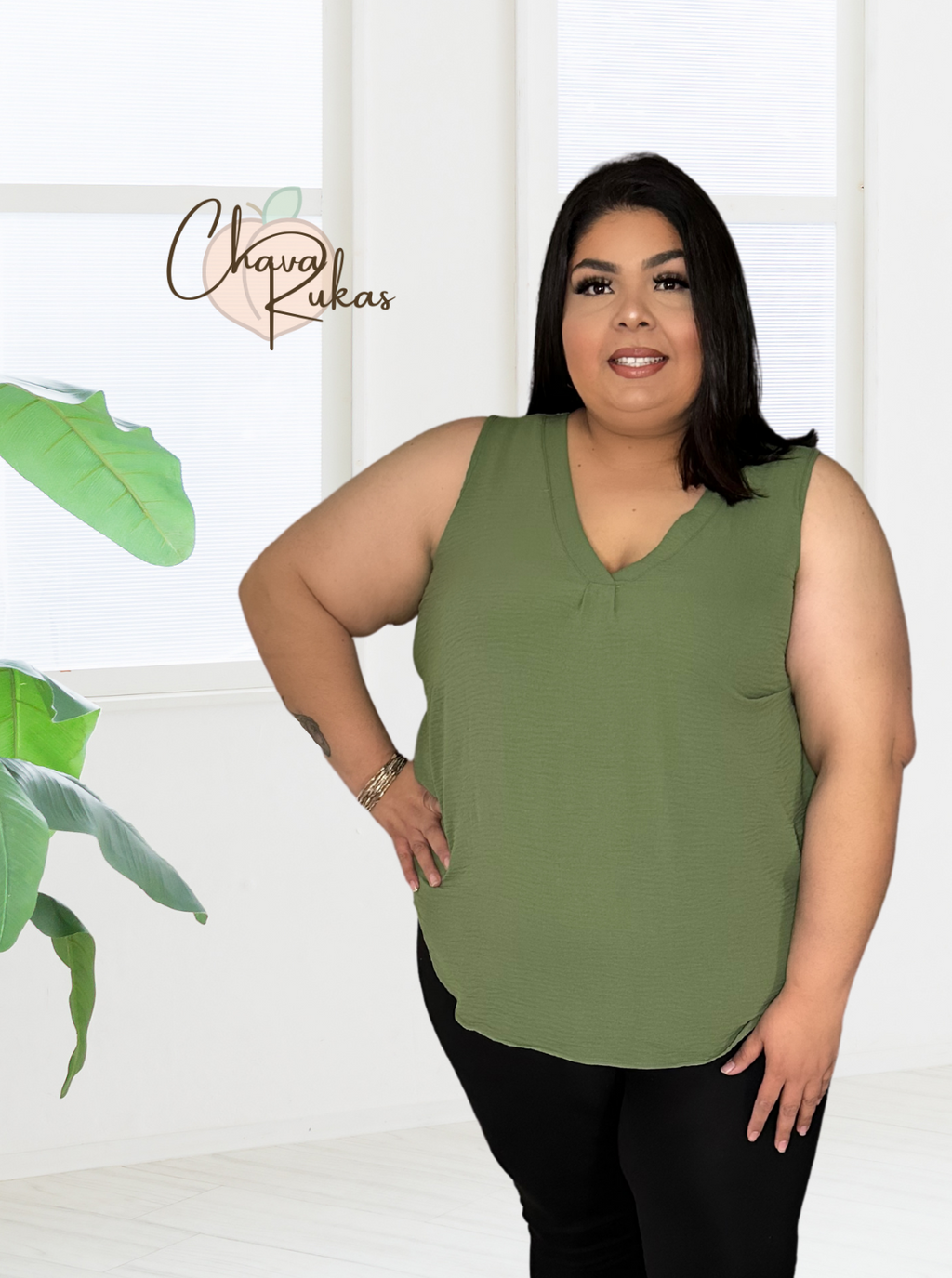 Sheila V-Neck Top-Plus