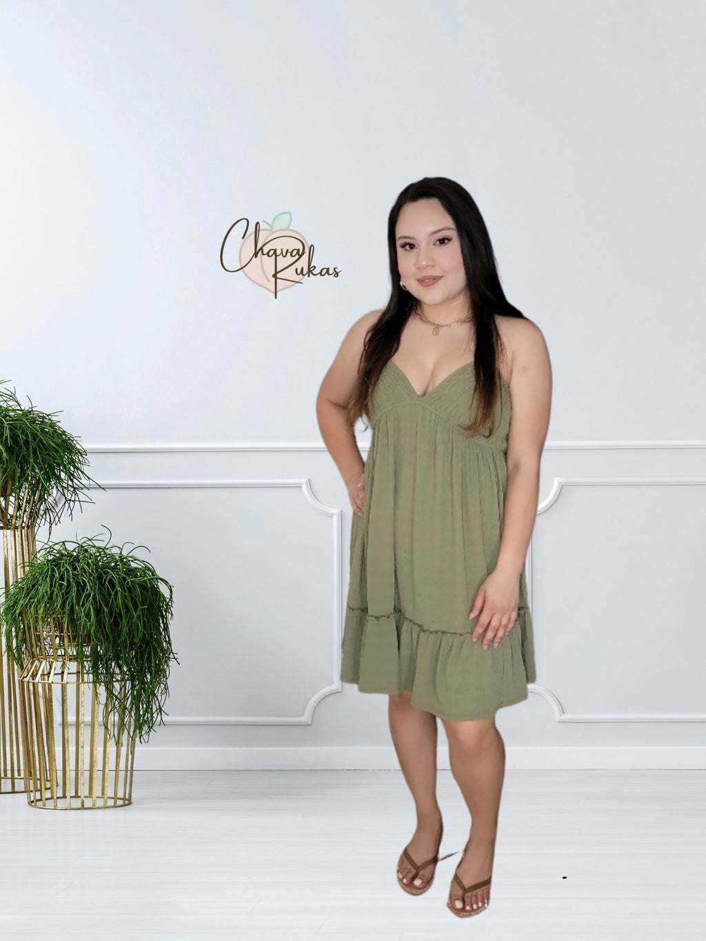 Falling For You Olive Tiered Dress