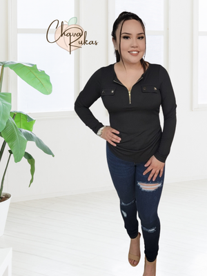 Jessica Long Sleeve Ribbed Top